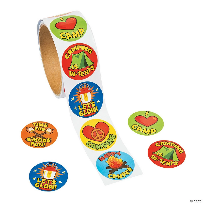 Best Pirce ๐ I Love Camping Sticker Roll - 100 Pc. ๐ - Image 2
