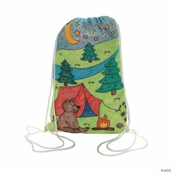Coupon 🎁 Color Your Own Medium Camp Canvas Drawstring Bags - 12 Pc. ⭐
